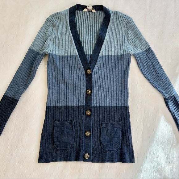 Denver Hayes Multi-Blue Ribbed Cardigan - Picture 2 of 8